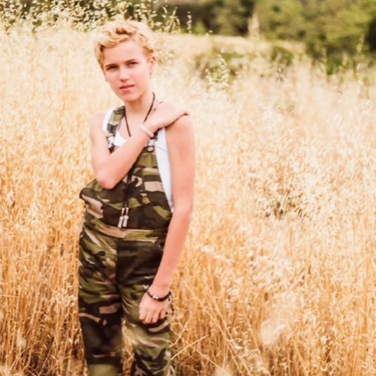 Cherry Crumble Green Camouflage Printed Sleeveless Strap Neck Dungaree