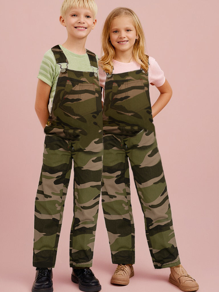 Green Camouflage Printed Sleeveless Dungaree