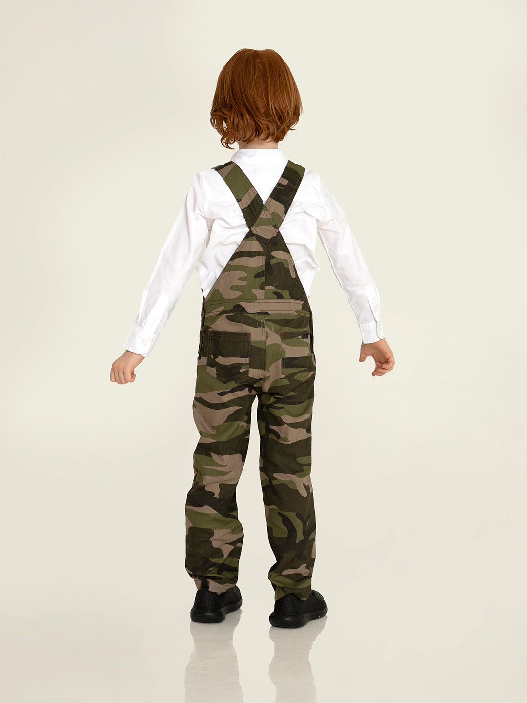 Cherry Crumble Green Camouflage Printed Sleeveless Strap Neck Dungaree