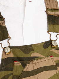 Green Camouflage Printed Sleeveless Dungaree