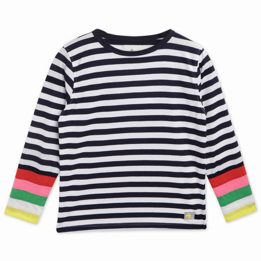 Cherry Crumble Blue Stripes Breezy-Luxe Summer T-Shirt