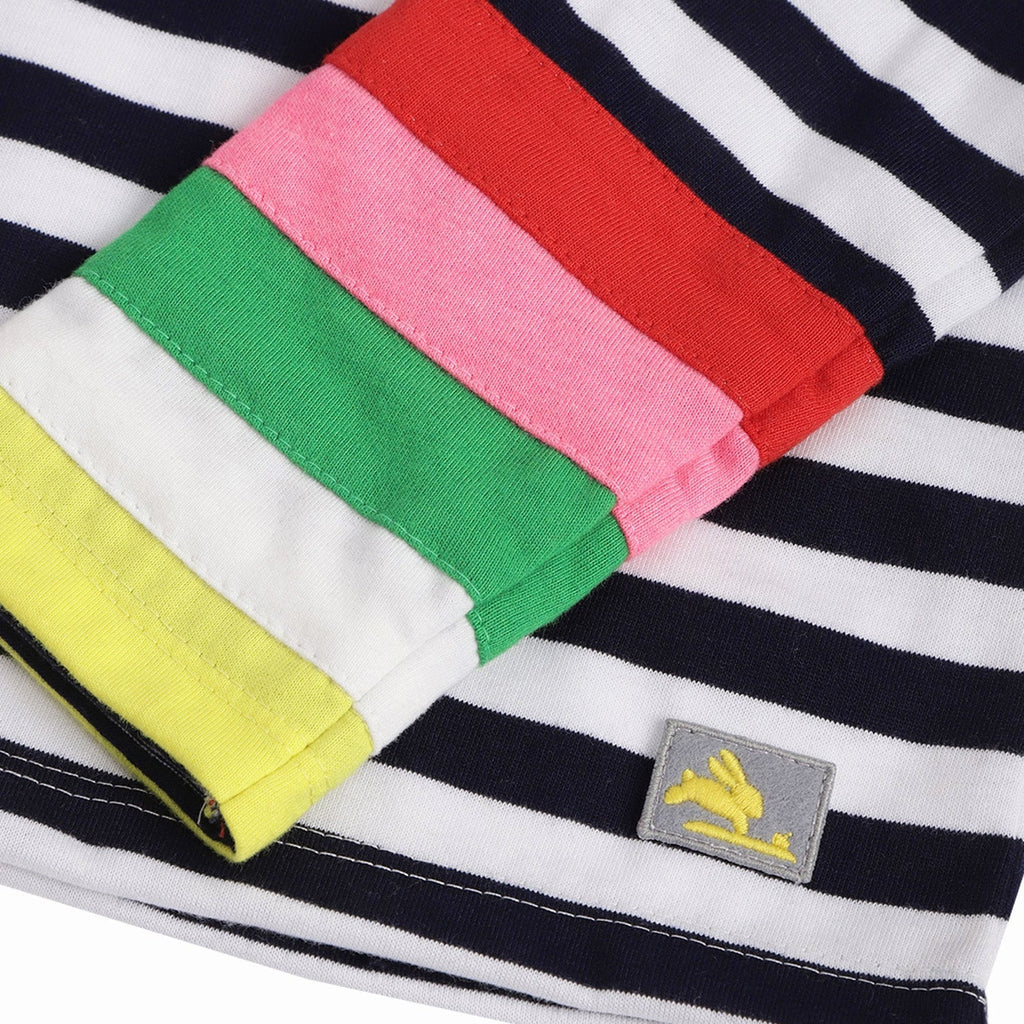 Cherry Crumble Blue Stripes Breezy-Luxe Summer T-Shirt