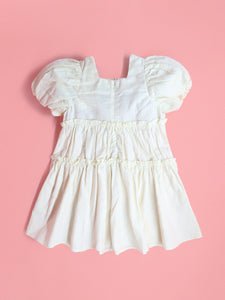 Cherry Crumble Girls Off White Regular Length Solid Dress