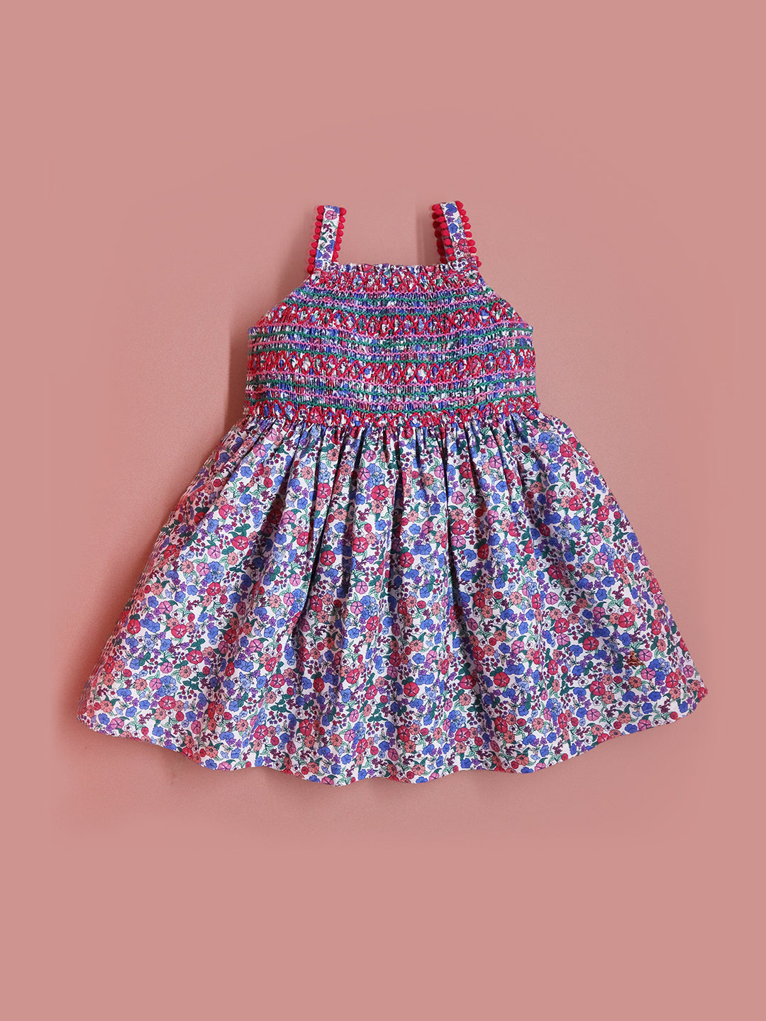 Cherry Crumble Multicolor Floral Printed Embroidered Sweet Classic Dress