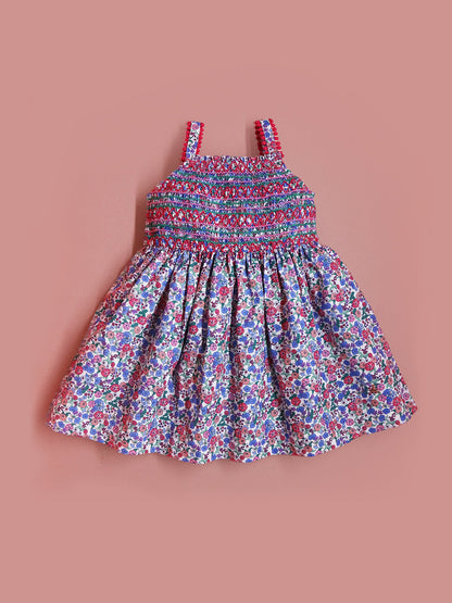 Cherry Crumble Multicolor Floral Printed Embroidered Sweet Classic Dress