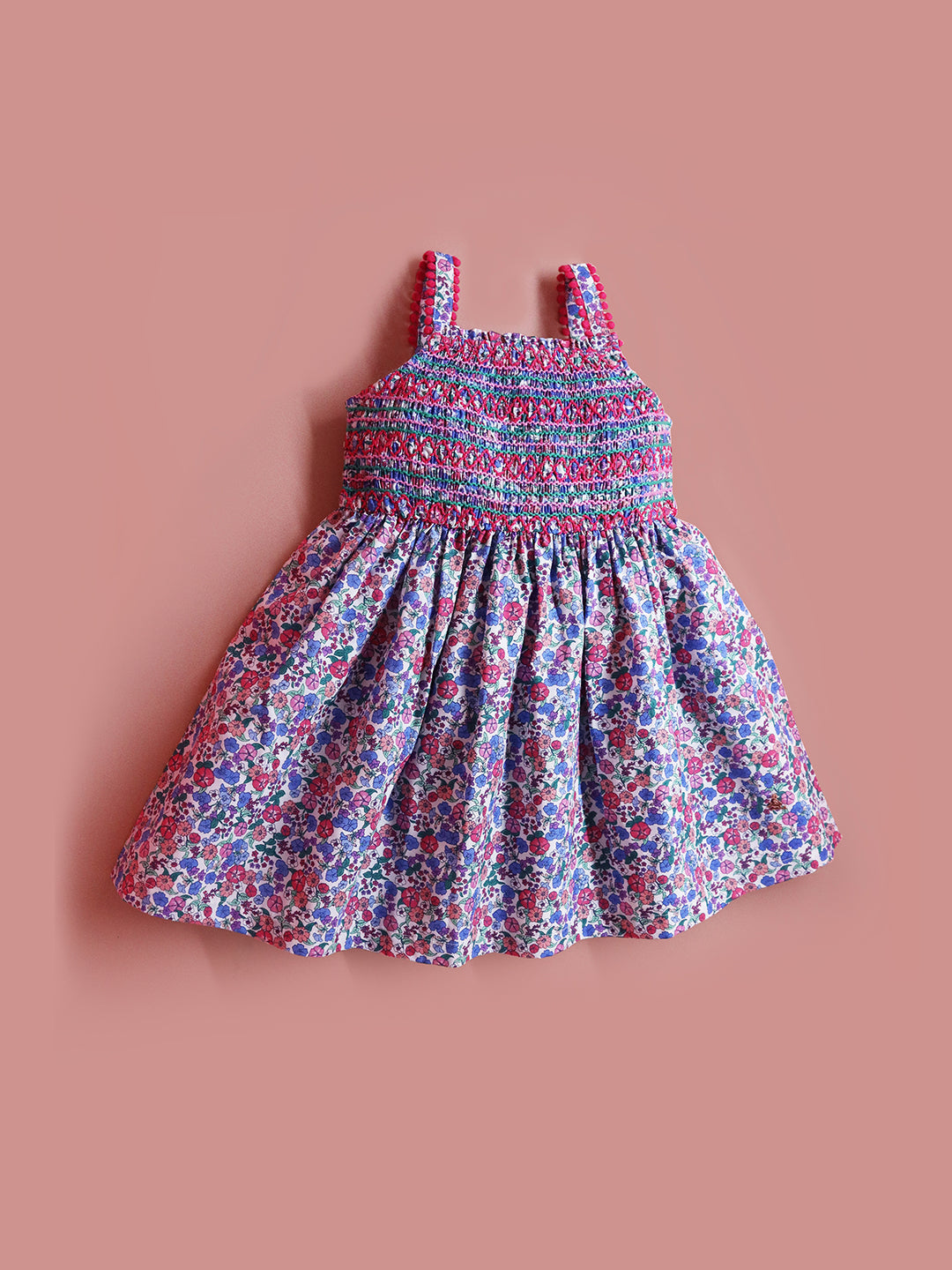 Cherry Crumble Multicolor Floral Printed Embroidered Sweet Classic Dress