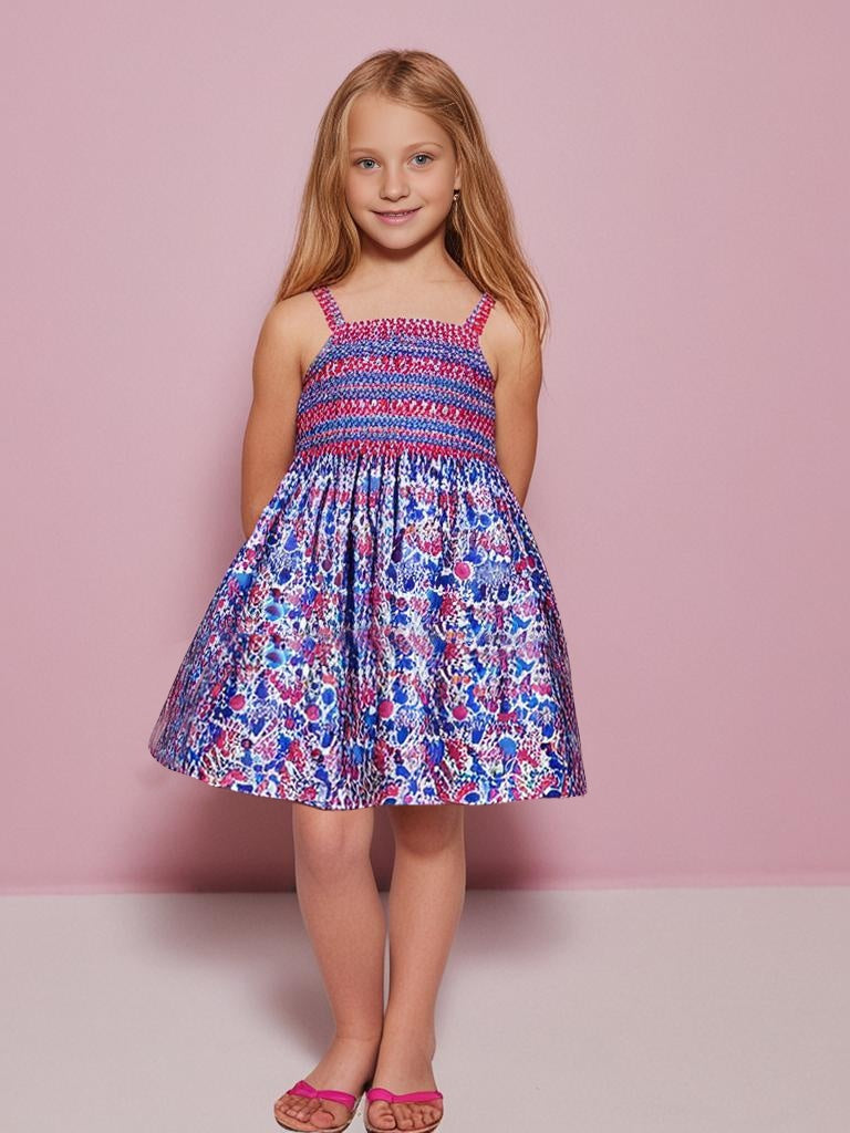 Cherry Crumble Multicolor Floral Printed Embroidered Sweet Classic Dress