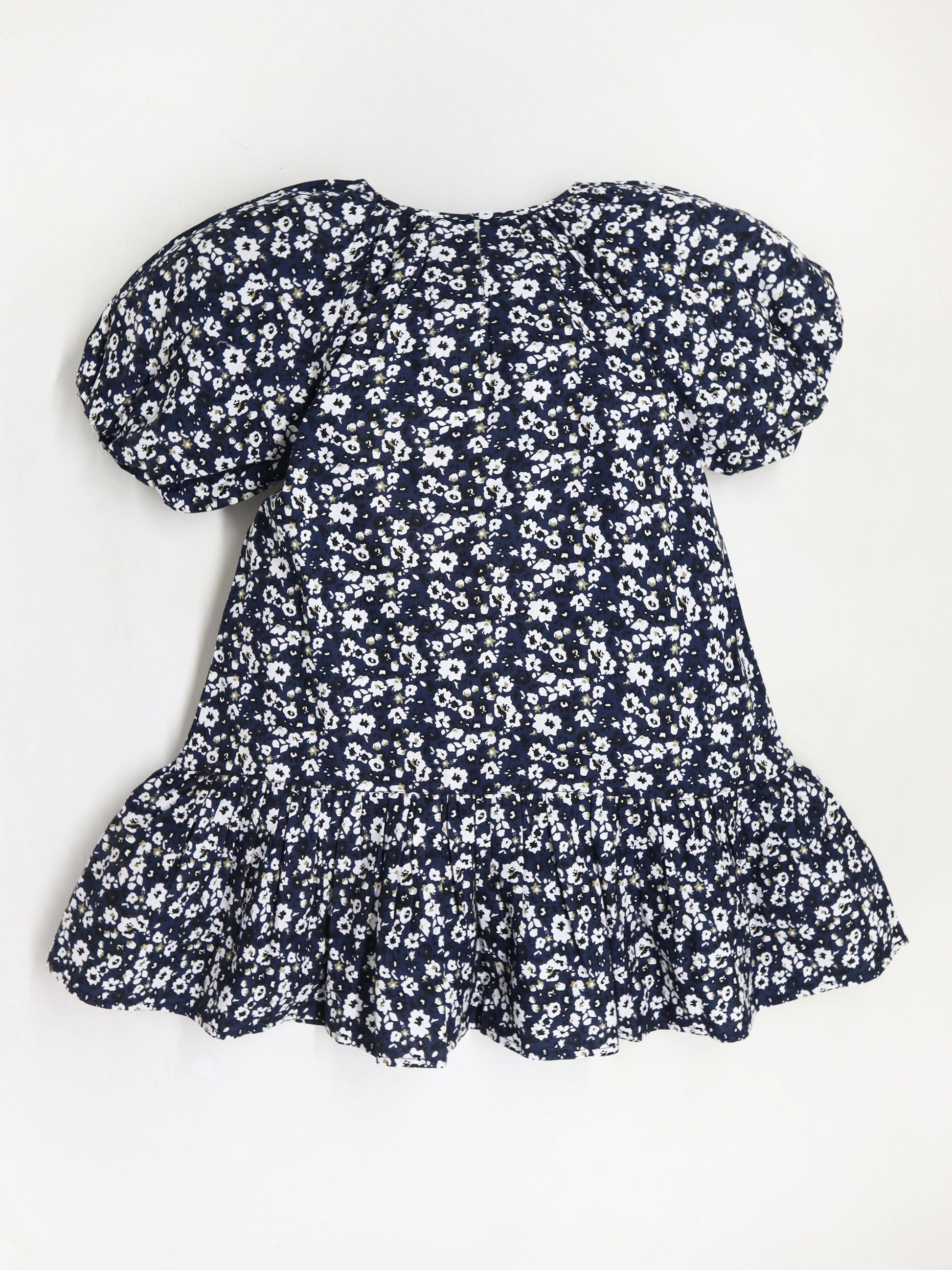 Cherry Crumble Velvet Bow Navy Bloom Dress
