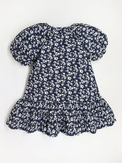 Cherry Crumble Velvet Bow Navy Bloom Dress