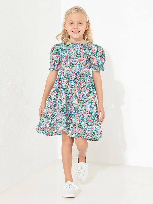 Cherry Crumble Multicolor Floral Printed Playful Classic Dress