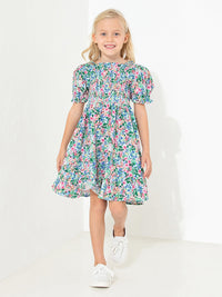 Multicolor Floral Printed Playful Classic Dress