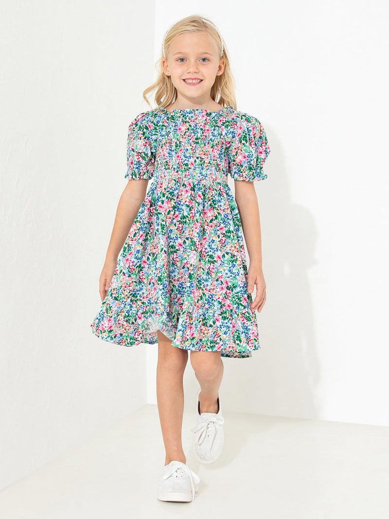 Multicolor Floral Printed Playful Classic Dress