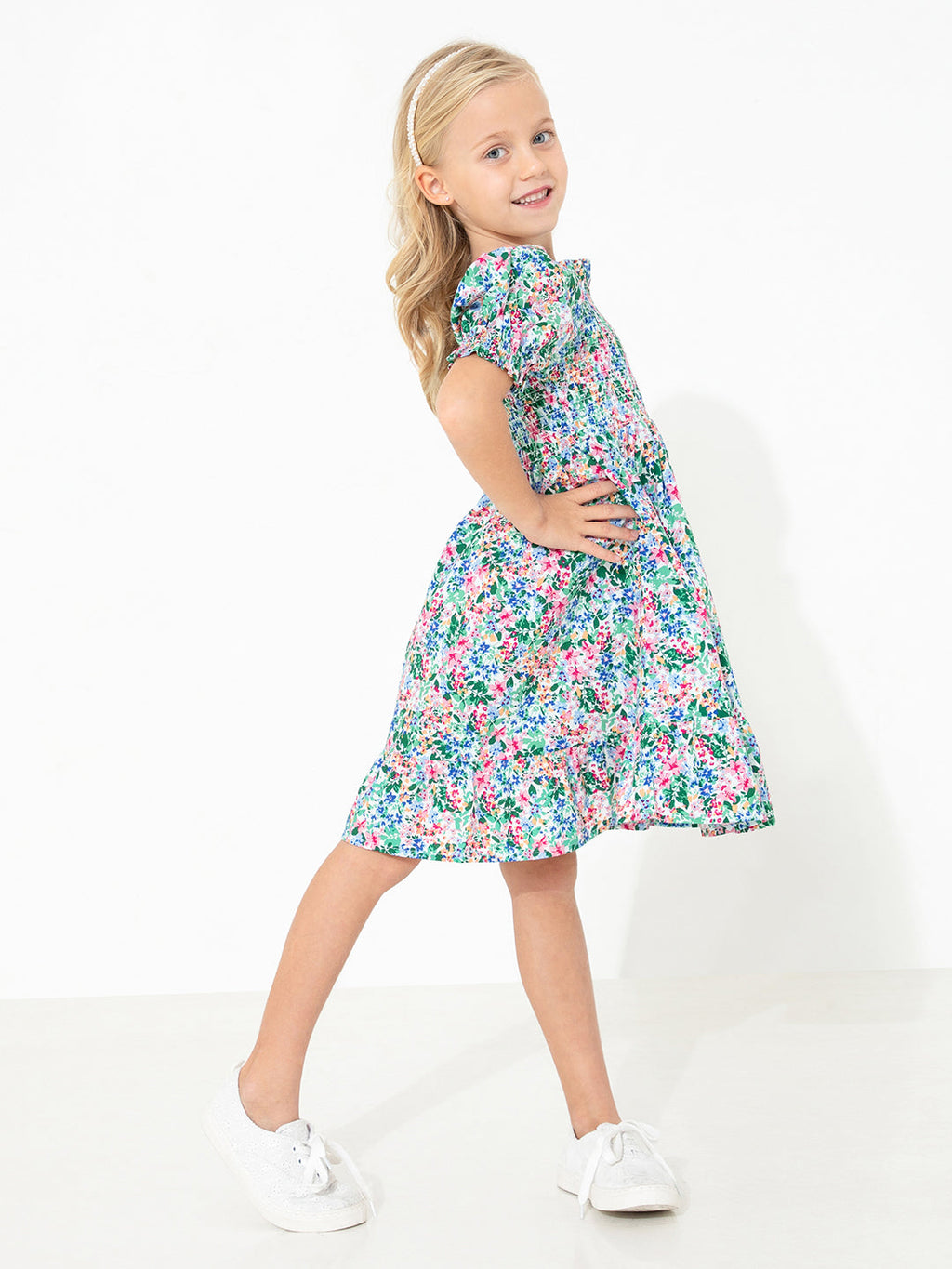 Cherry Crumble Multicolor Floral Printed Playful Classic Dress