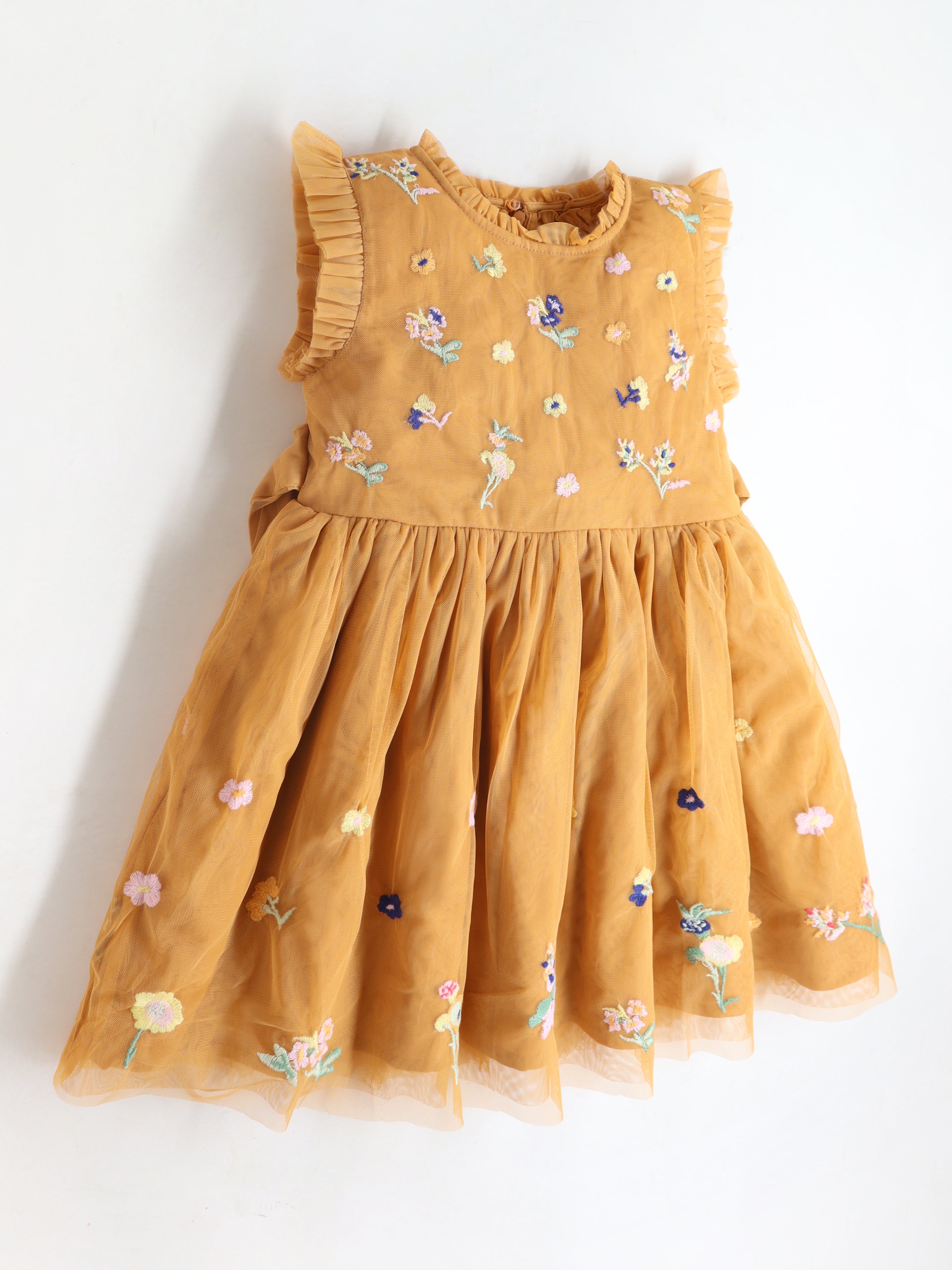 Cherry Crumble Orange Solid Embroidered Lovely Dress