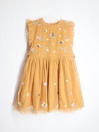 Orange Solid Embroidered Lovely Dress