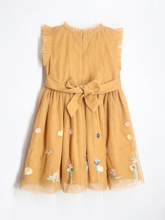 Cherry Crumble Orange Solid Embroidered Lovely Dress