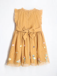 Orange Solid Embroidered Lovely Dress