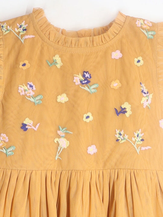Cherry Crumble Orange Solid Embroidered Lovely Dress