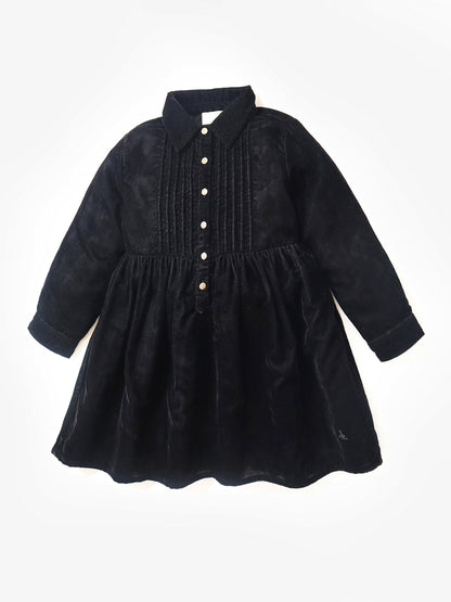 Cherry Crumble Black Solid Velvet Sweet Stylish Winter Dress