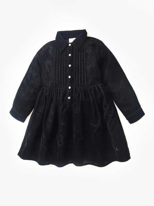 Cherry Crumble Black Solid Velvet Sweet Stylish Winter Dress