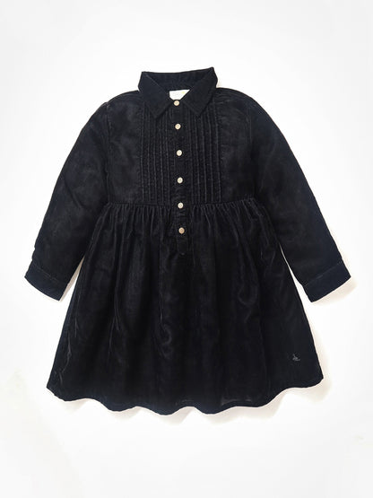 Cherry Crumble Black Solid Velvet Sweet Stylish Winter Dress