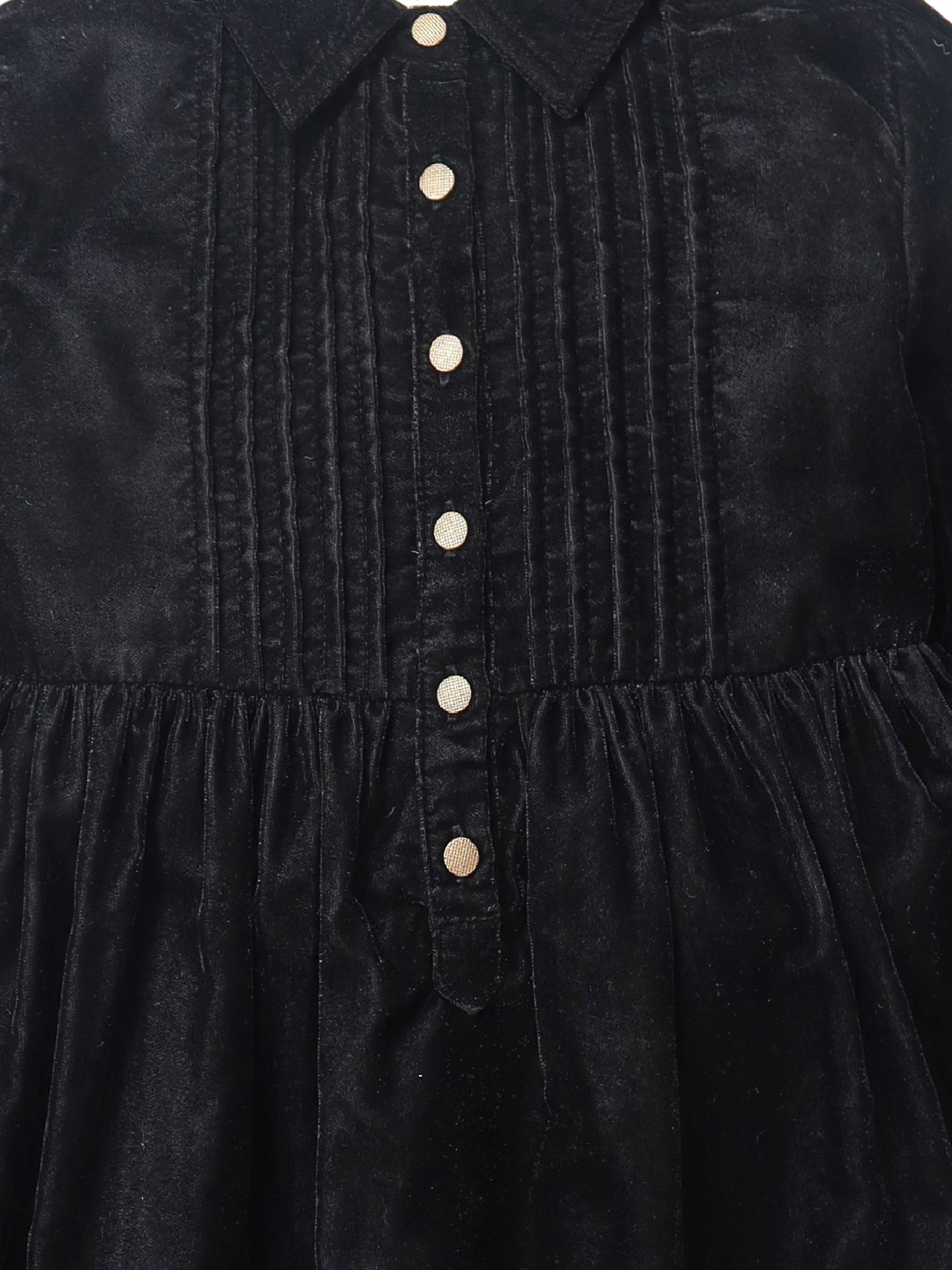 Cherry Crumble Black Solid Velvet Sweet Stylish Winter Dress