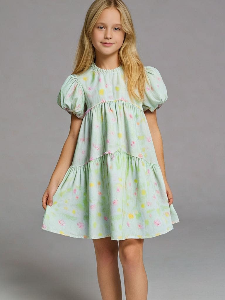 Cherry Crumble Mint Floral Printed Snug Summer Dress