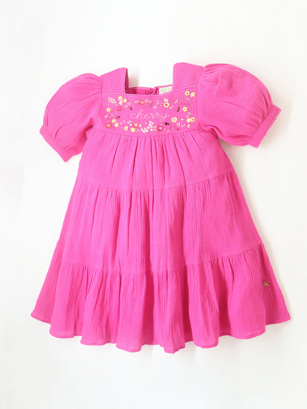 Cherry Crumble Pink red Embroidered Cute Dress