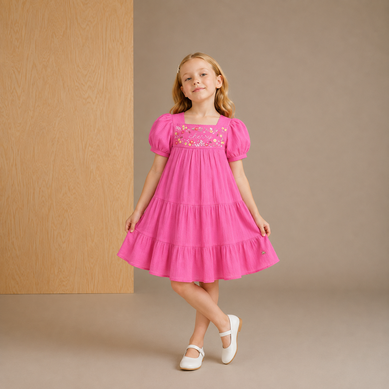 Rosa besticktes süßes Kleid