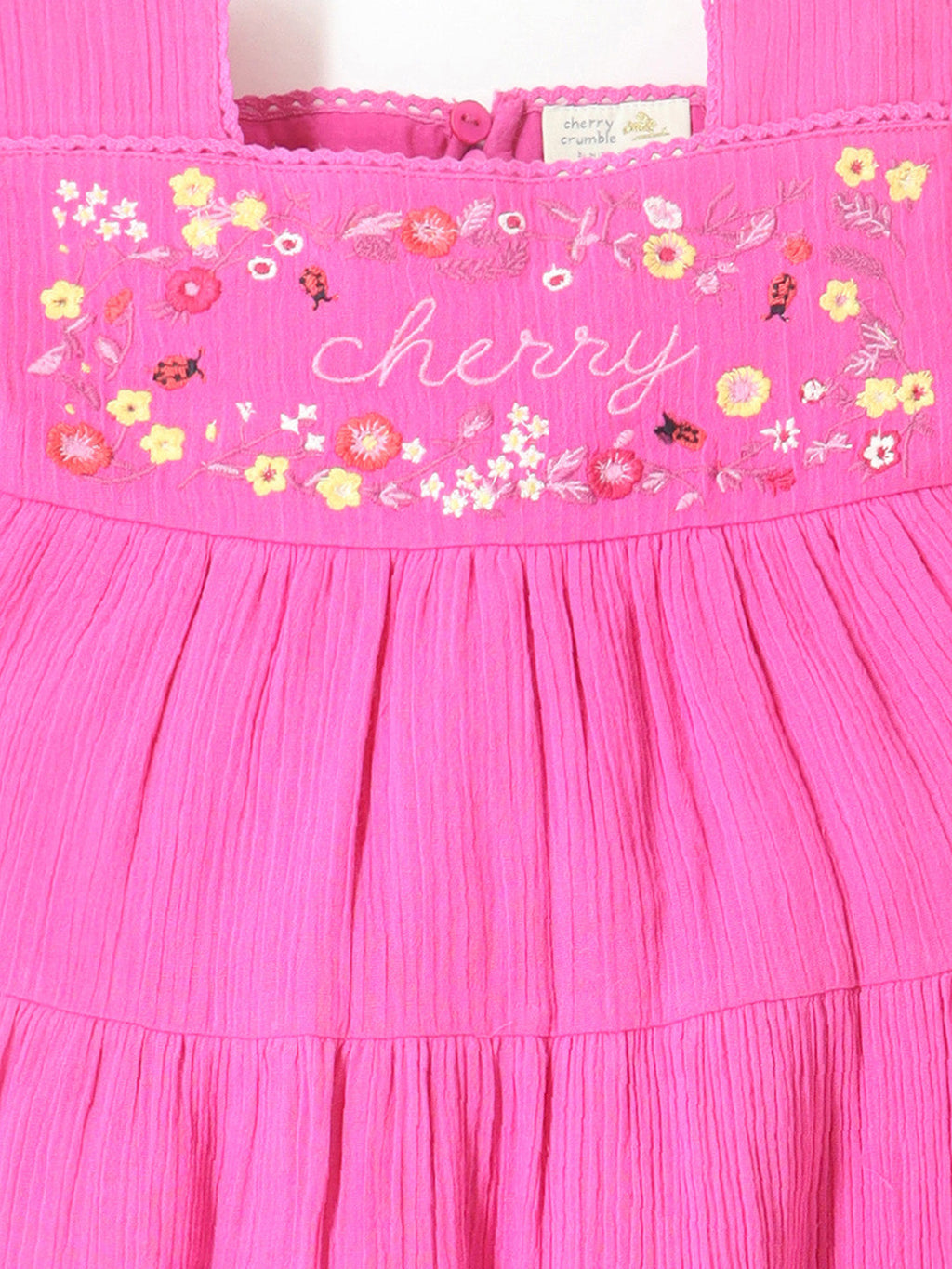 Cherry Crumble Pink red Embroidered Cute Dress