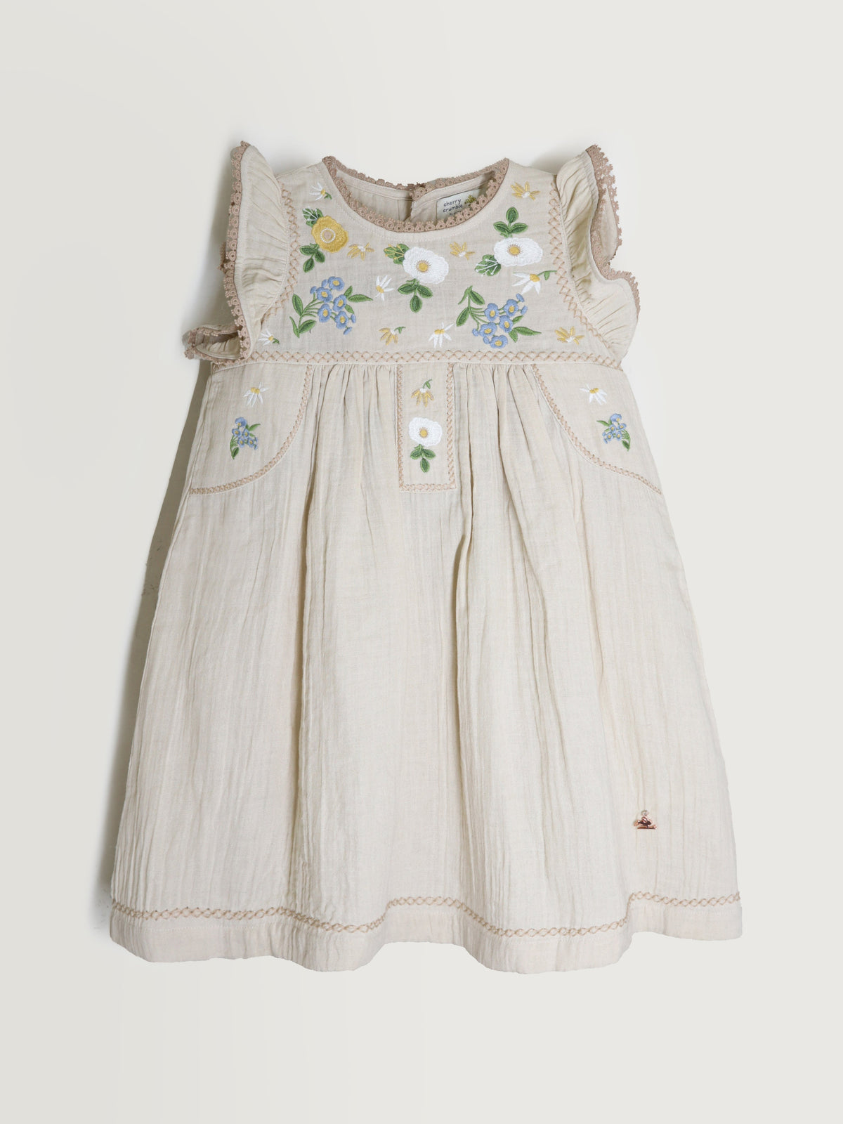 Cherry Crumble Beige Solid Adorable Dress