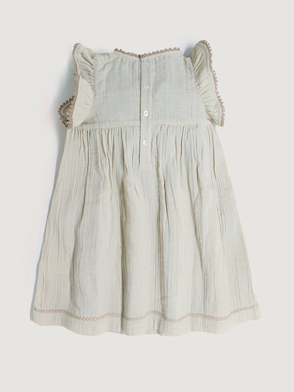 Cherry Crumble Beige Solid Adorable Dress