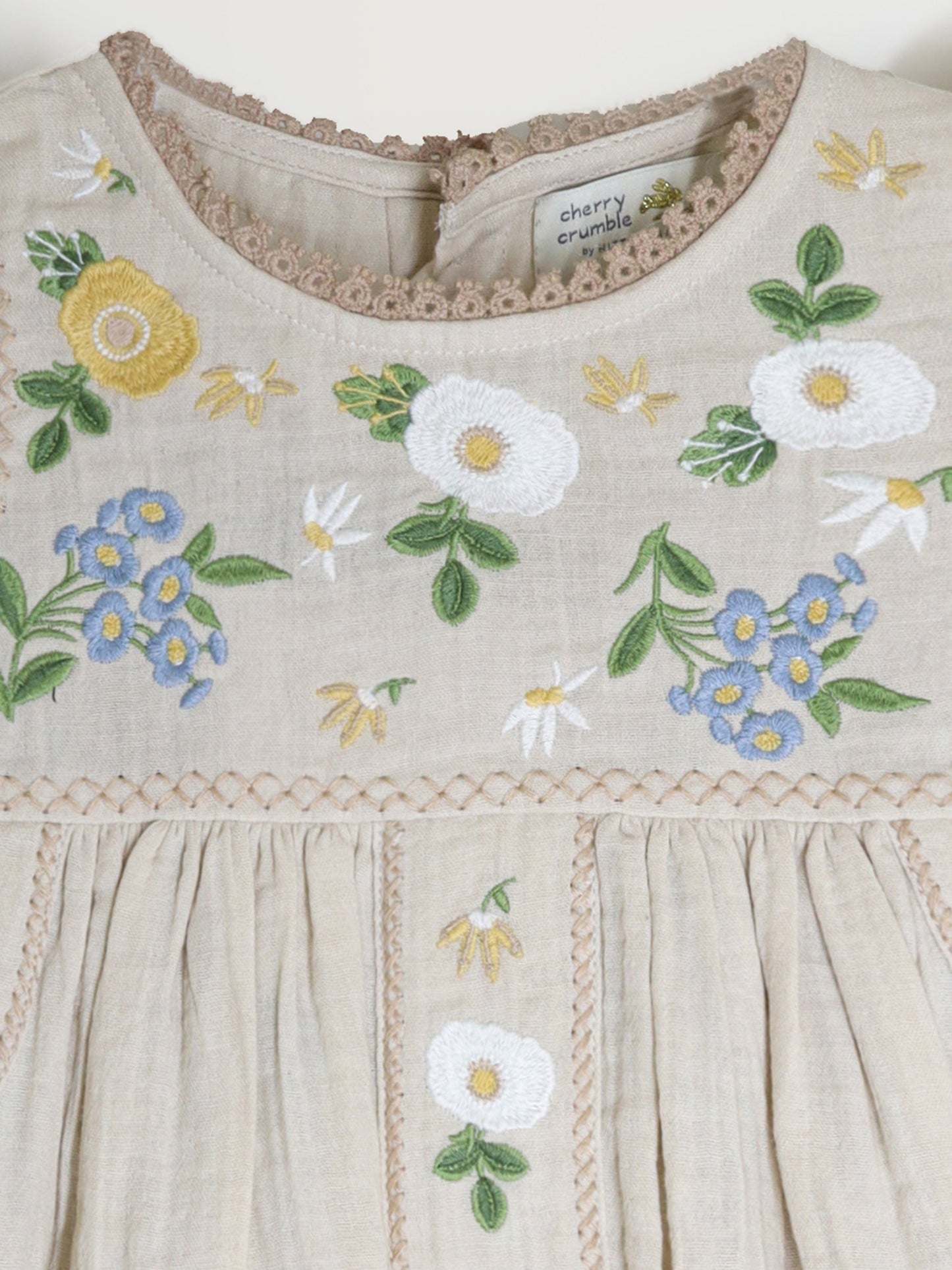 Cherry Crumble Beige Solid Adorable Dress