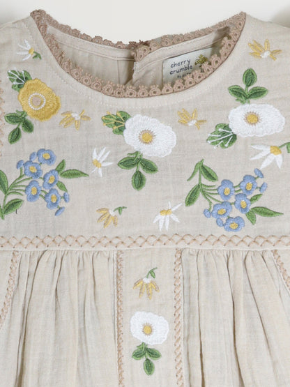 Cherry Crumble Beige Solid Adorable Dress