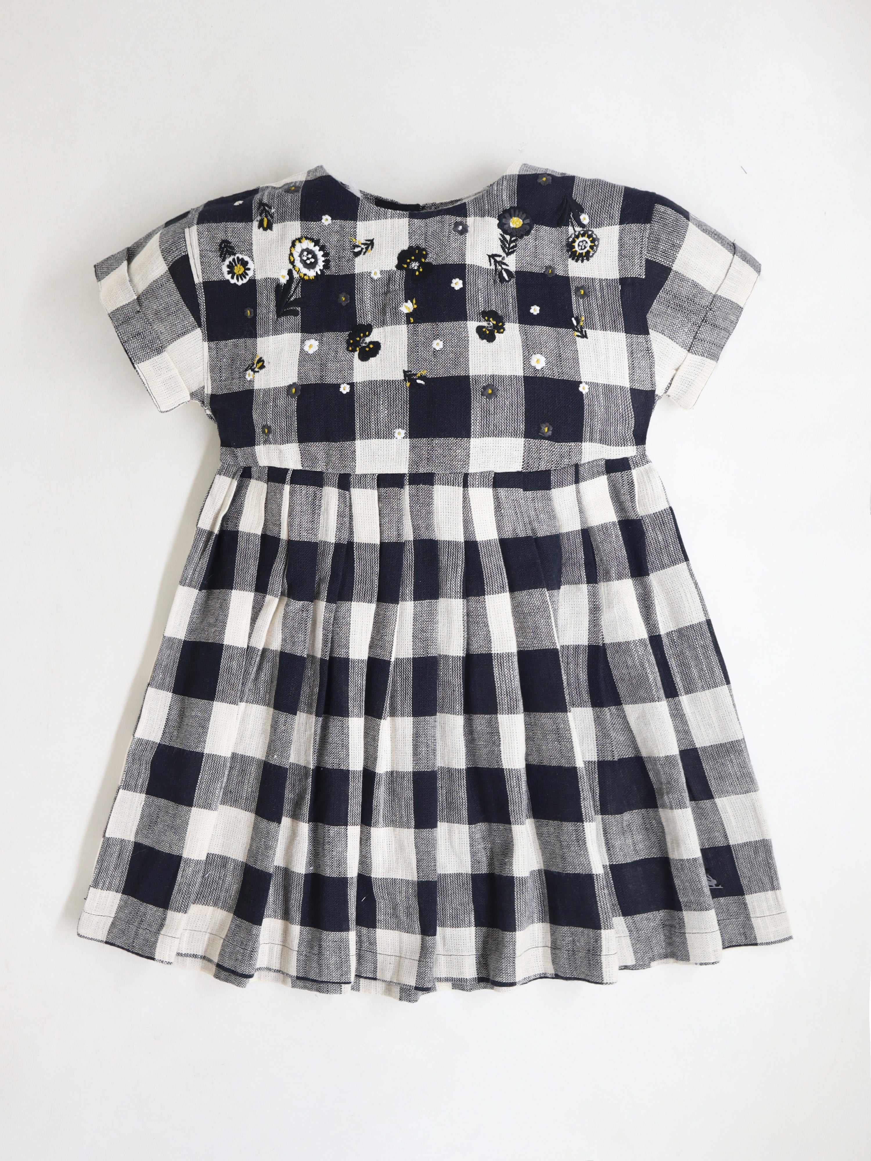 Cherry Crumble Black White Embroidered Playful Dress