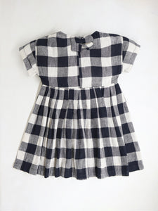 Cherry Crumble Girls Black And Off White Yarn dye check Dress