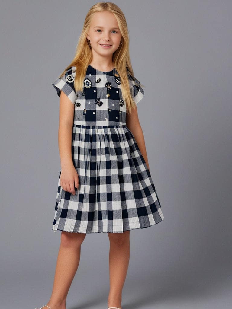Cherry Crumble Black White Embroidered Playful Dress