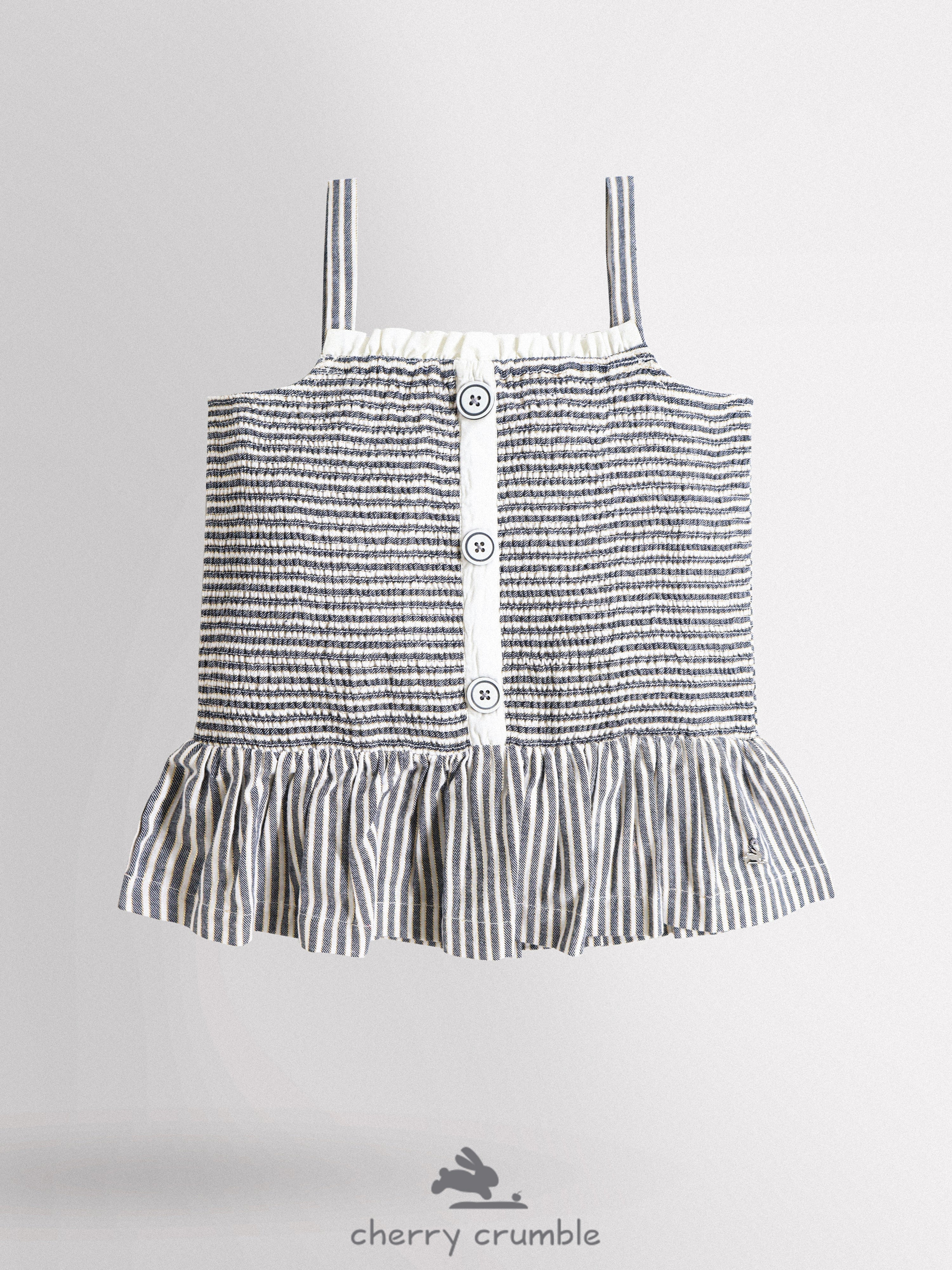 Cherry Crumble White Grey Striped Lovely Stylish Top
