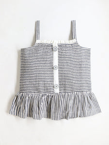 Girls Off White & Grey Square Neck Top