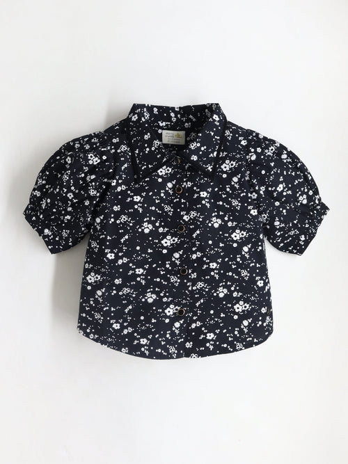Cherry Crumble White Floral Printed Velvet Trendy Smart Top