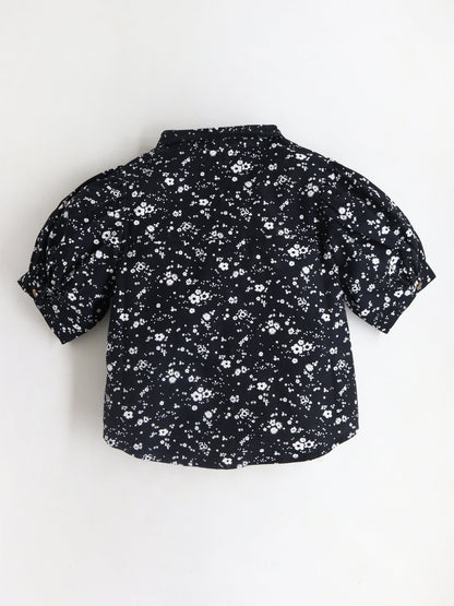 Cherry Crumble White Floral Printed Velvet Trendy Smart Top