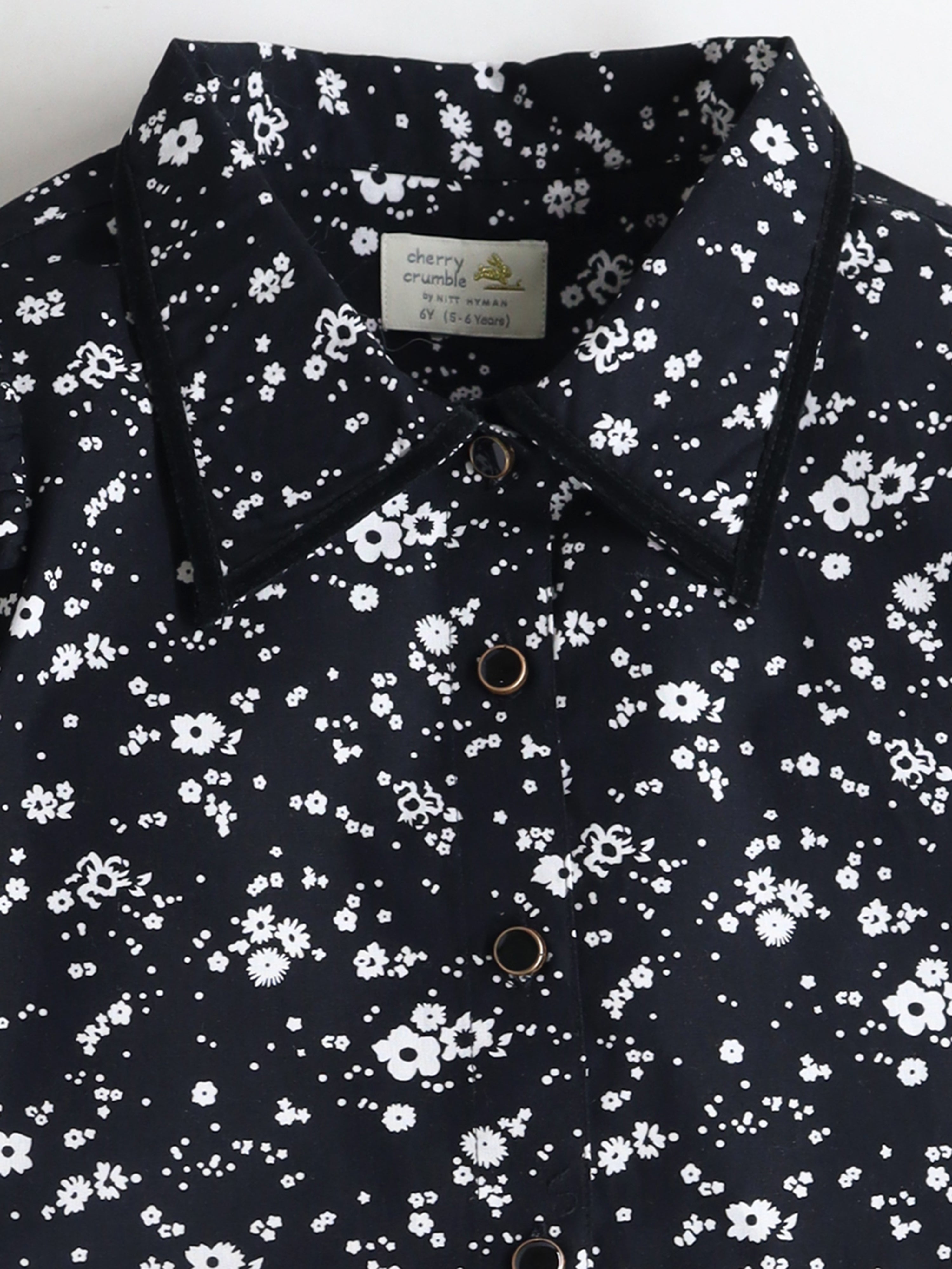 Cherry Crumble White Floral Printed Velvet Trendy Smart Top