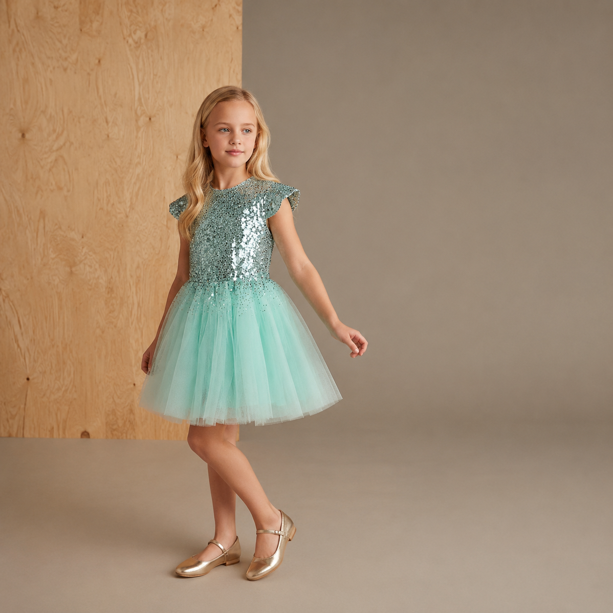 Mint Solid Cozy Stylish Partywear Summer Dress