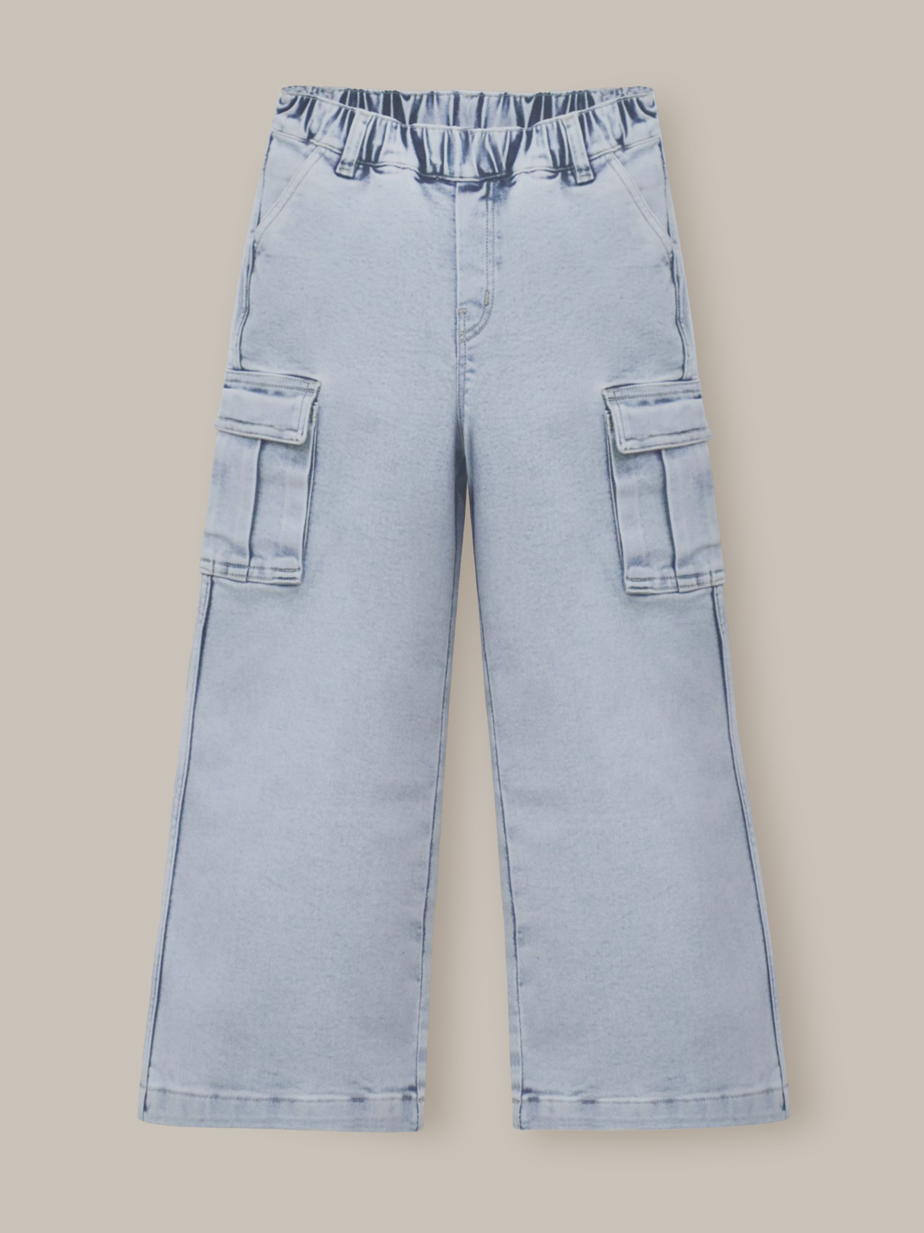 Blue Solid Denim Girls Jeans