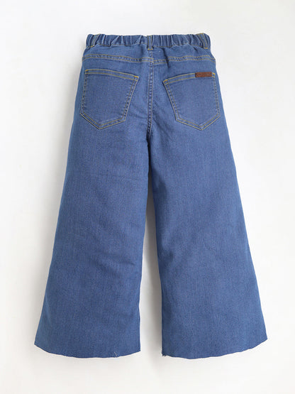Cherry Crumble Blue Denim Denim Casual Wear Wide Leg Summer Jeans For Girls