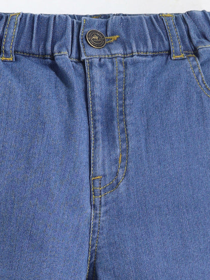 Cherry Crumble Blue Denim Denim Casual Wear Wide Leg Summer Jeans For Girls