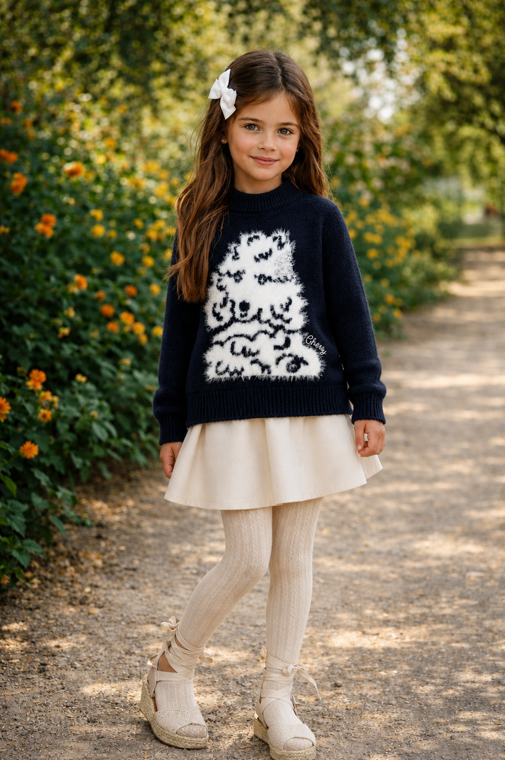 Girls Graphic Knit Winter Sweater