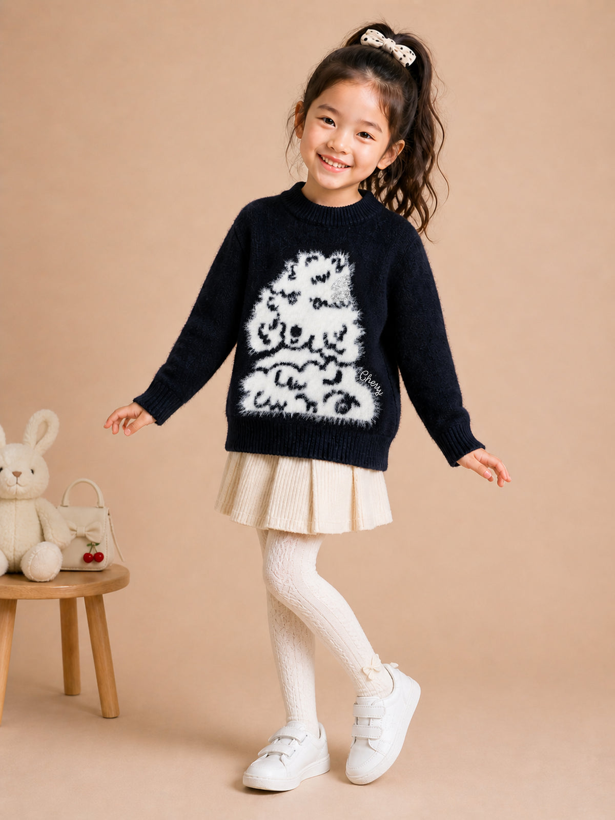 Girls Graphic Knit Winter Sweater