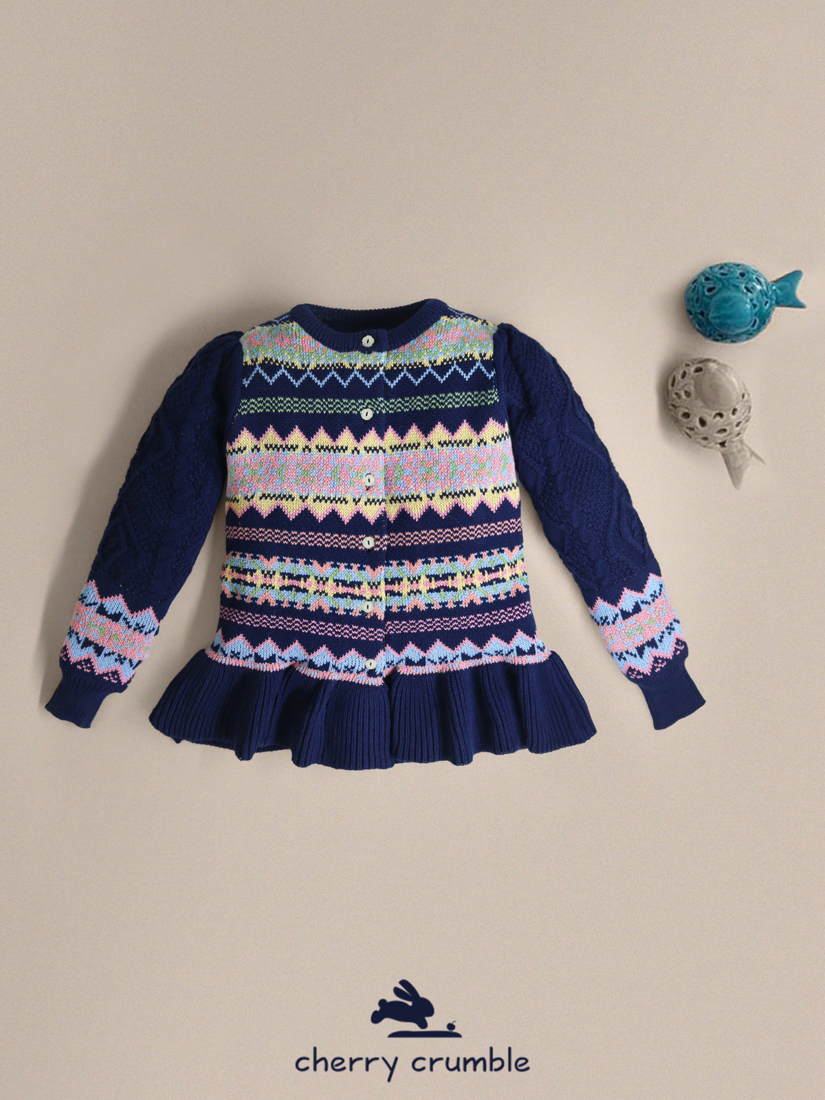 Cherry Crumble Multicolor Intarsia Sweet Stylish Winter Sweater