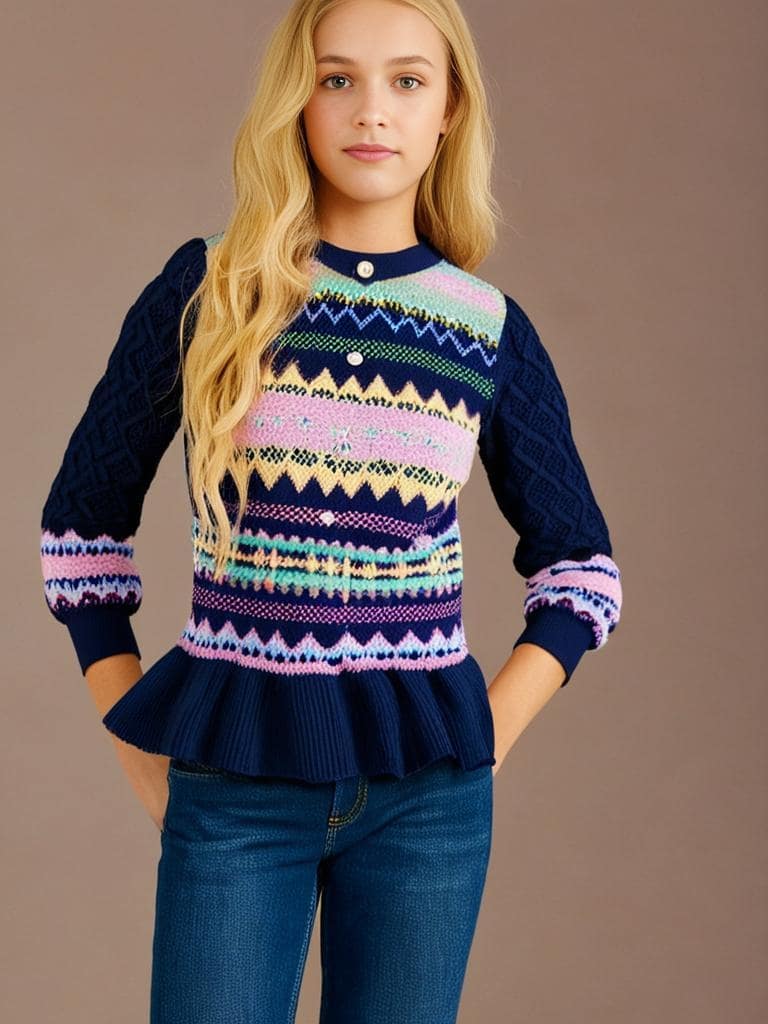 Cherry Crumble Multicolor Intarsia Sweet Stylish Winter Sweater